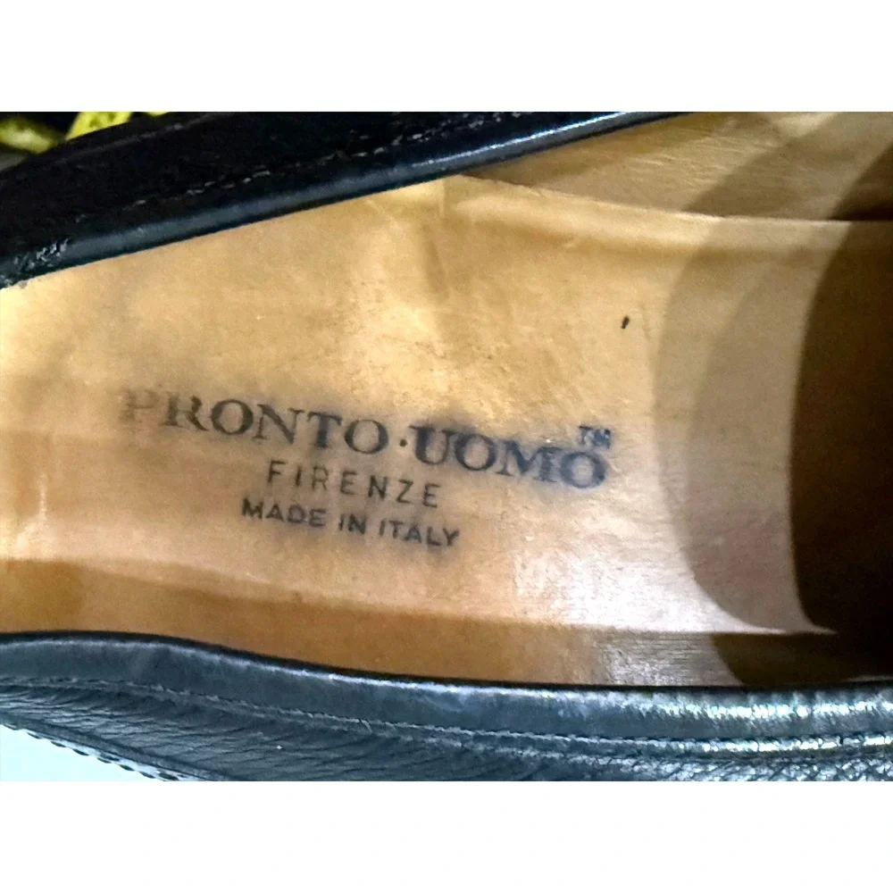 Pronto Uomo Firenze Mens Black Leather Tassel Loafers Made in Italy Size 11 W